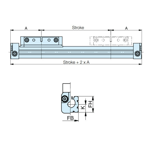 Cilindru pneumatic fara tija Parker ORIGA, Ø10, seria OSP-P