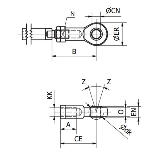 Articulatie sferica tija cilindru pneumatic