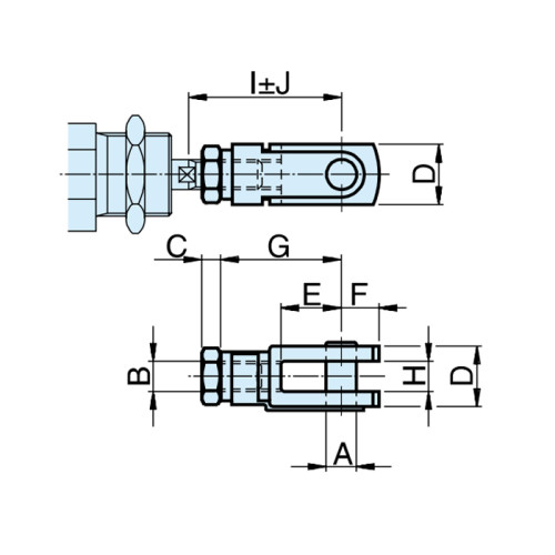 Furca tija cilindru pneumatic rotund