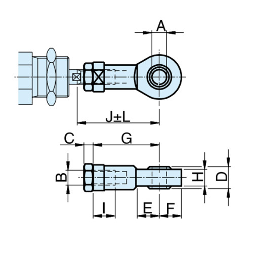 Articulatie sferica tija cilindru pneumatic rotund