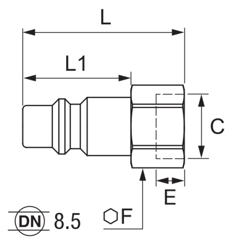 Cupla rapida tata, seria C9000, profil ISO B, filet interior BSPP