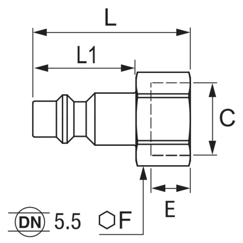 Cupla rapida tata, seria C9000, profil ISO B, filet interior BSPP