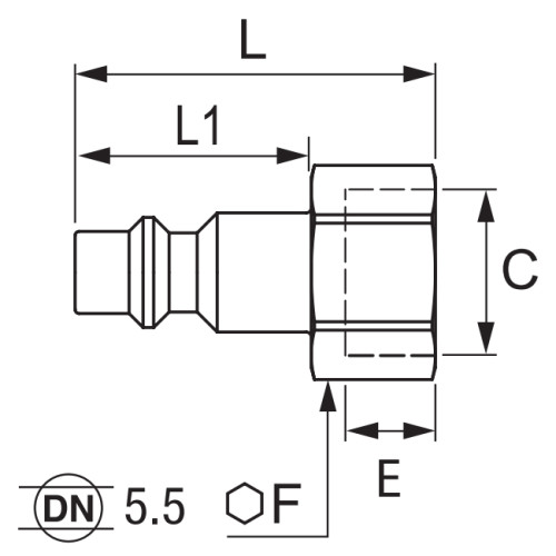Cupla rapida tata, seria C9000, profil ISO B, filet interior BSPP