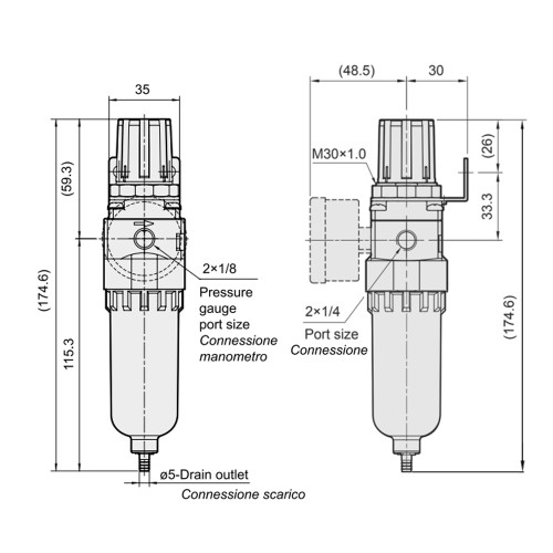 Filtru-regulator, seria TU-FR2