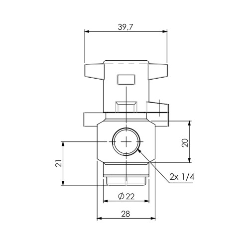 Valva shut-off 3/2 cu ventilare, actionare manuala, seria TU-VM2