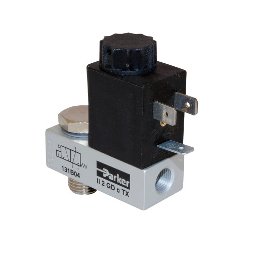 Valva 3/2, tip banjo, actionare electrica, revenire cu arc