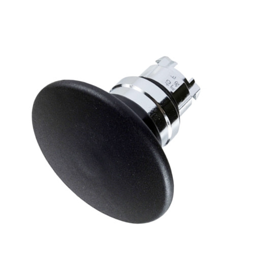 Buton negru tip ciuperca, actionare prin apasare, revenire cu arc