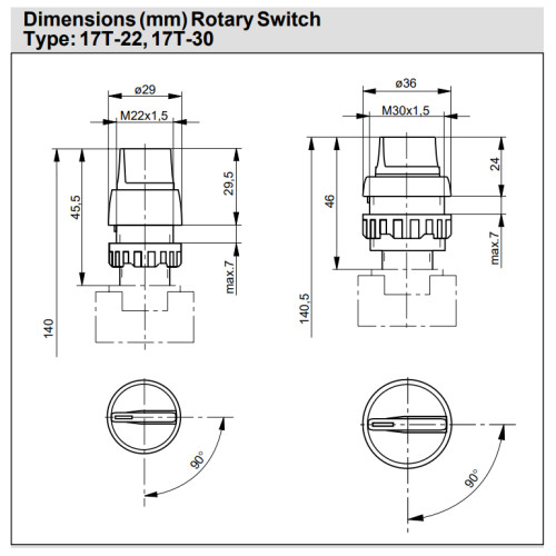 Buton selector rotativ cu 2 pozitii, cu indexare, Parker-Origa
