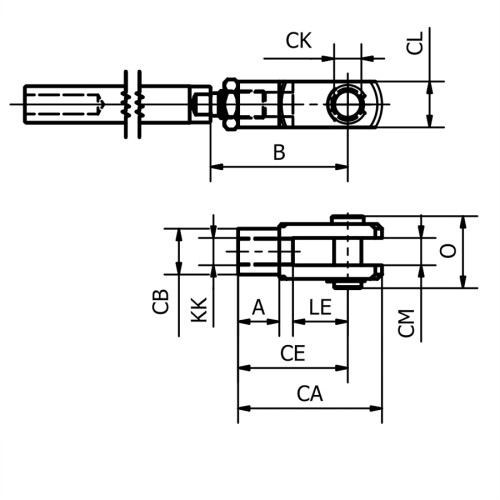 Furca tija cilindru pneumatic compact, seria P1P