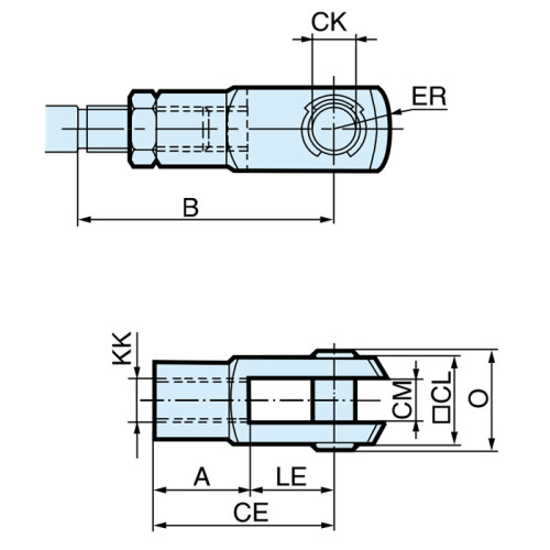 Furca tija cilindru pneumatic compact, seria P1P