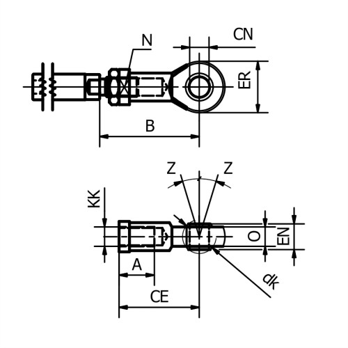 Articulatie sferica tija cilindru pneumatic  compact, seria P1P