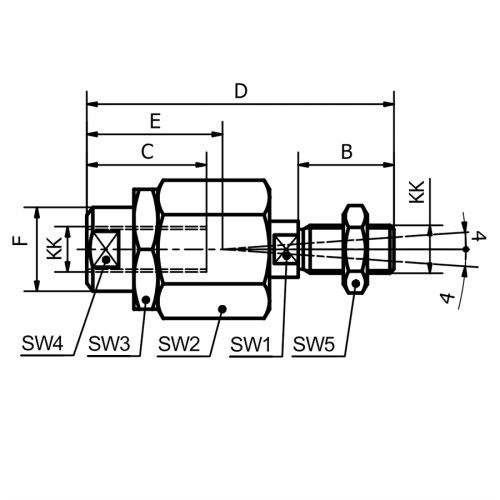 Cuplaj flexibil tija cilindru pneumatic  compact, seria P1P