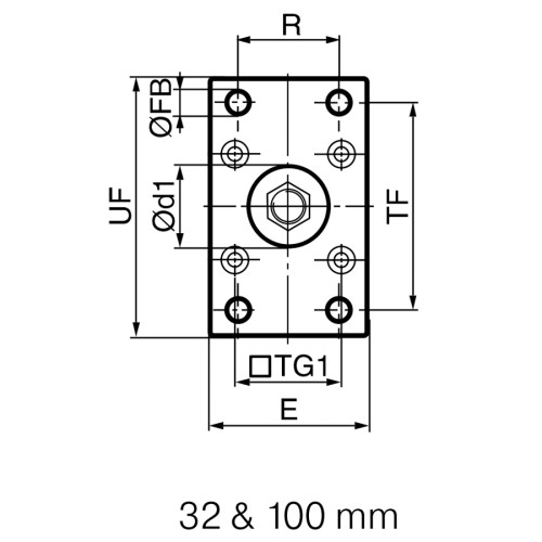 Flansa de fixare cilindru pneumatic  compact, seria P1P