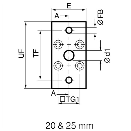 Flansa de fixare cilindru pneumatic  compact, seria P1P