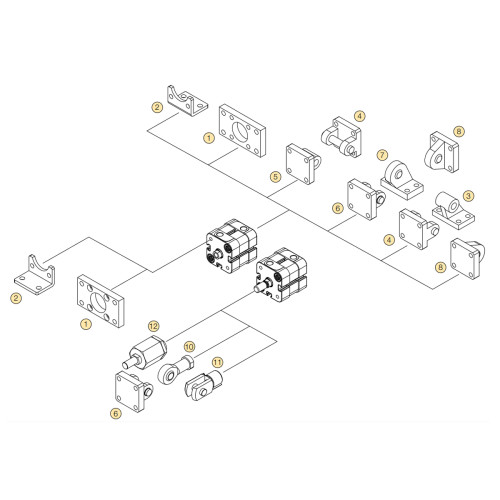 Accesorii de fixare tip L pentru cilindru pneumatic  compact, seria P1P