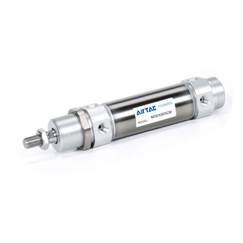 Cilindru pneumatic rotund ISO 6432, seria MI Ø32, dubla actionare, amortizare fixa