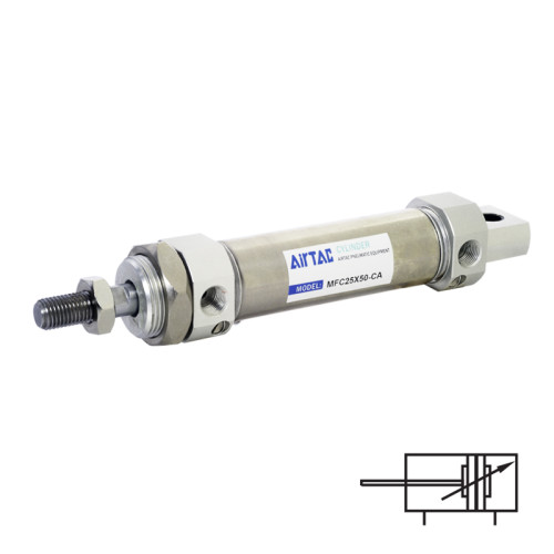 Cilindru pneumatic rotund ISO 6432, seria MIC Ø16, dubla actionare, amortizare reglabila