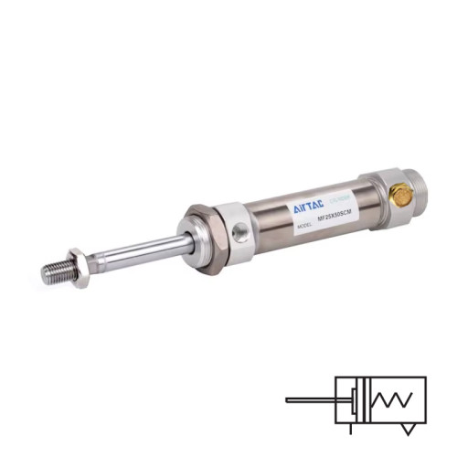 Cilindru pneumatic rotund ISO 6432, seria MTI Ø10, simpla actionare, tija extinsa
