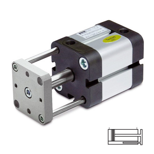 Cilindru pneumatic compact, seria P1P Ø80, dubla actionare, ghidaj antirotatie