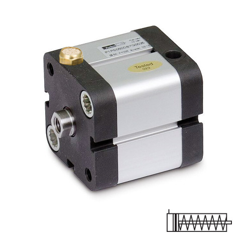 Cilindru pneumatic compact, seria P1P Ø25, simpla actionare, tija retrasa