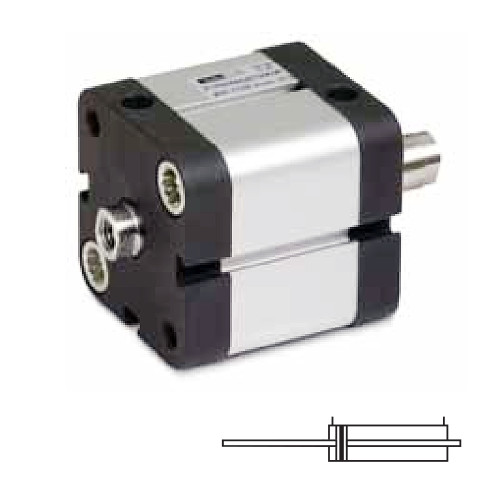 Cilindru pneumatic compact, seria P1P Ø80, dubla actionare, tija bilaterala
