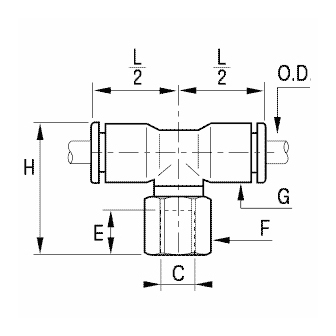 Racord rapid T, filet interior NPT