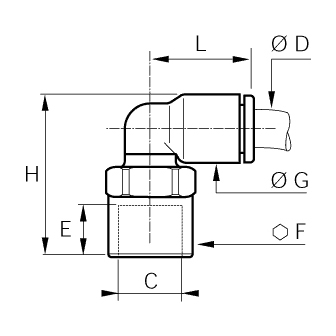 Racord rapid L, filet interior NPT