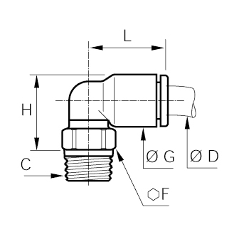 Racord rapid L, filet exterior BSPT (sau UNF)