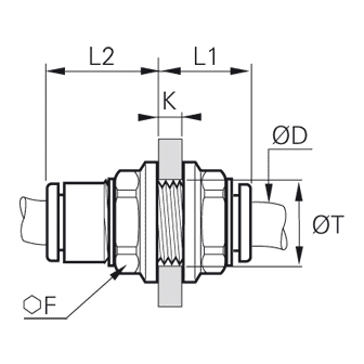 Racord rapid drept, trecere panou