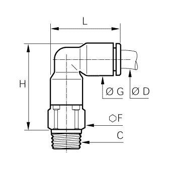 Racord rapid L lung, filet exterior BSPT (sau NPT, UNF)