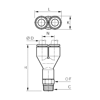 Racord rapid Y, filet exterior BSPT