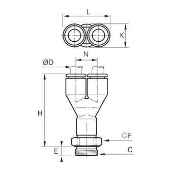 Racord rapid Y, filet exterior BSPP sau metric