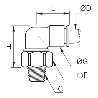 Racord rapid L oscilant, filet exterior BSPT