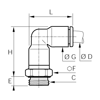 Racord rapid L lung, filet exterior BSPP sau metric