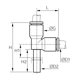 Racord rapid T asimetric, plug-in, egal sau inegal