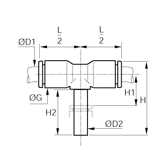 Racord rapid T simetric, plug-in, egal sau inegal