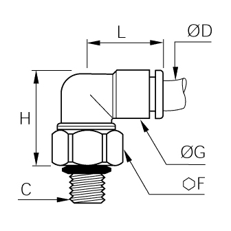 Racord rapid L oscilant, filet exterior BSPP sau metric