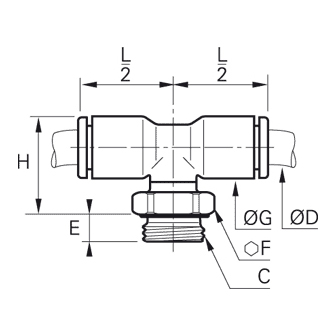 Racord rapid T simetric, filet exterior BSPP sau metric