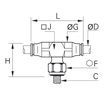 Racord rapid T simetric, filet exterior M3 si M5