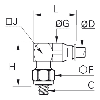 Racord rapid L, filet exterior M3 si M5