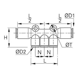 Racord rapid T multiplu