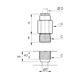 Racord rapid drept cu supapa, filet exterior BSPP