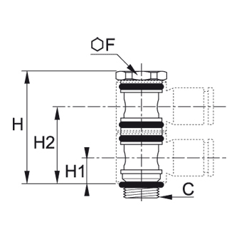 Bolt racord banjo, pentru 2 corpuri, filet exterior BSPP sau metric