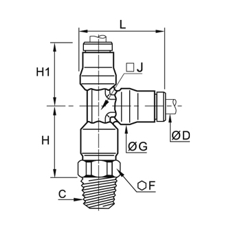 Racord rapid T asimetric, alama cu continut redus de plumb, filet exterior BSPT