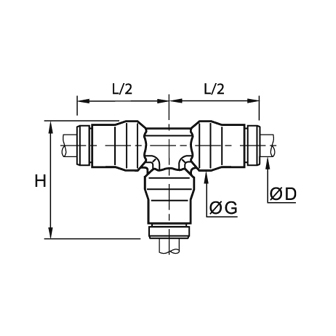 Racord rapid T, alama cu continut redus de plumb