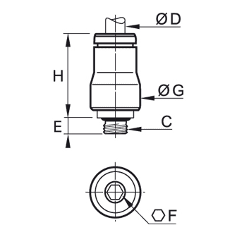 Racord rapid drept, filet metric