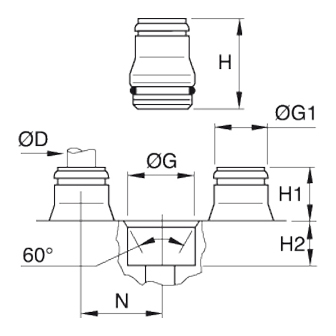 Cartridge push-in, seria LF3800, inox