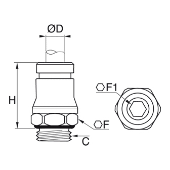 Racord rapid drept, inox, filet exterior BSPP sau metric