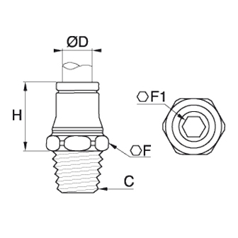 Racord rapid drept, inox, filet exterior NPT