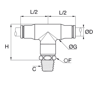 Racord rapid T simetric, inox, filet exterior NPT